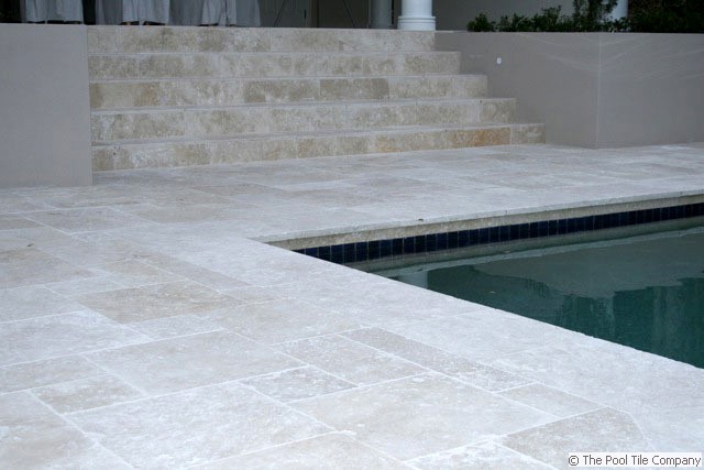 travertine pavers pool french pattern tumbled tiles garden tile linen grey stone deck unfilled outdoor rebated stairs swimming classic pooltile