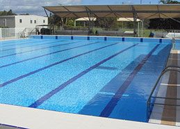 Olympic pool tiling including grates, handles and pool-deck tiles