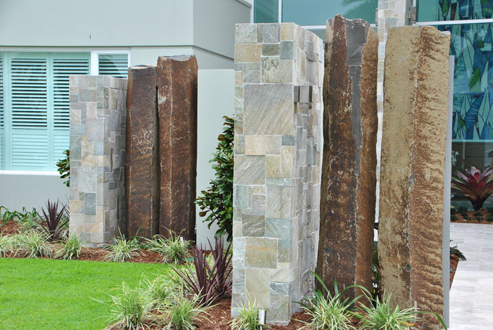Basalt columns used as landscaping monuments