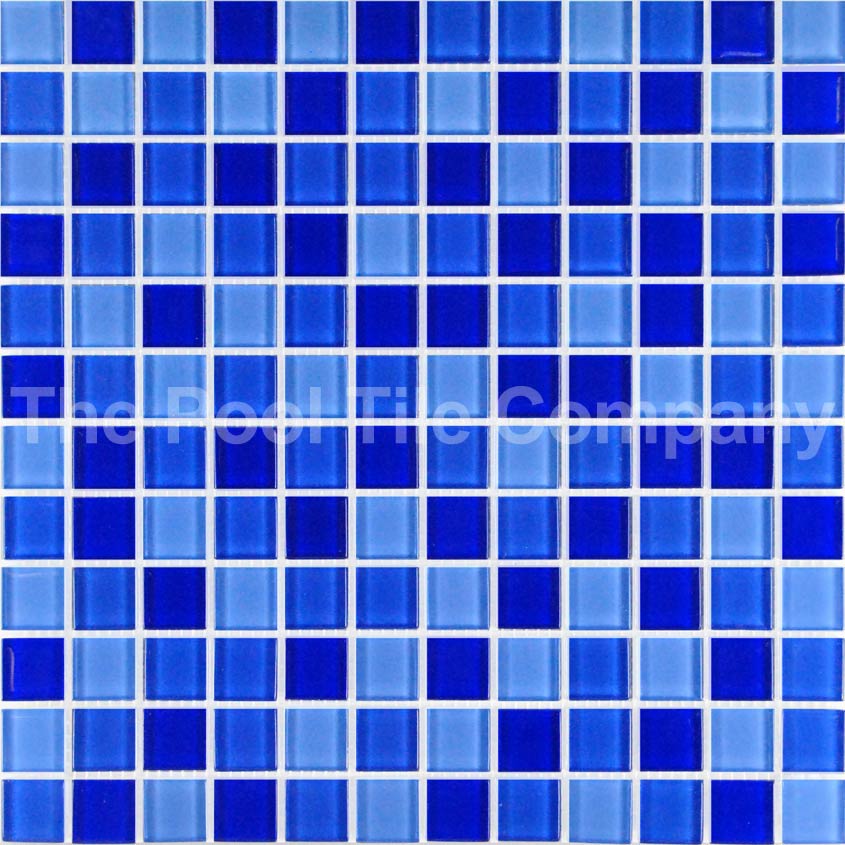 GCR080 Mid Blue Blend Crystal Glass Mosaics