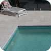 GC430 Kimberley used as waterline tiles and step marker tiles.Linen Travertine as surround tiles. 