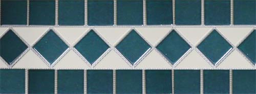 #31 Antique Emerald and Vanilla 58mm waterline tile made with ceramic mosaics