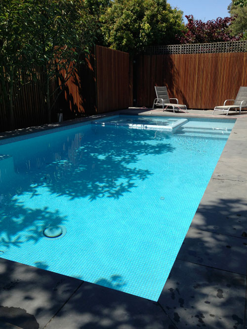CM129 Ice Blue mosaic pool tile shown in situ