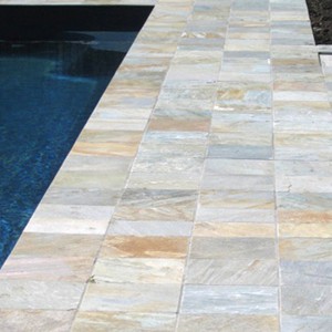 Natural Blend Quartzite Pool Coping and Tiles