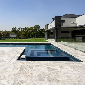 Silver Marble used as surrounds of this pool. 