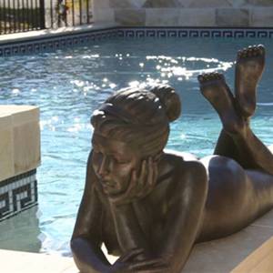 Greek Key Black White ceramic mosaic pool tiles shown as waterline tiles