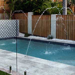 CM098 Ocean Blue ceramic mosaic pool tiles in place