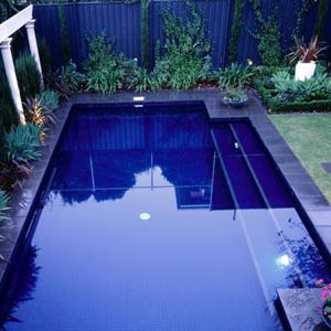 Fully tiled pool using CM145 Midnight Blue 58mm ceramic mosaic tiles