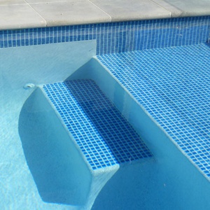 CMC330 Atlantic 23mm ceramic mosaic pool tiles in place