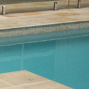 CMC411 Sahara 23 x 47mm ceramic mosaic pool tiles in place