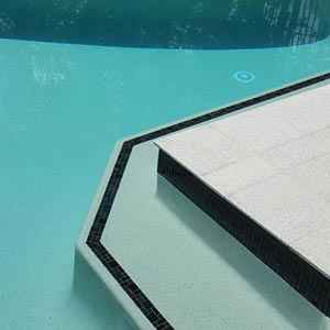 CMC475 Urban Black (Ashlar) ceramic mosaic pool tiles in place