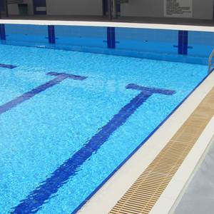 Serapool pool tiles, channels, finger grips and grates used in large Australian pools