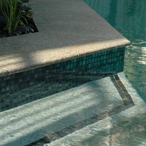 GC102 Charcoal Pearl glass mosaic pool tiles shown as waterline tiles