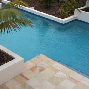 GC135 Dark Sky Blue glass mosaic pool tiles in place
