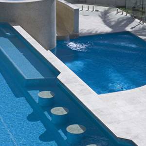 GC184 Light Sky Blue Pearl glass mosaic tiles tiling a pool and feature wall