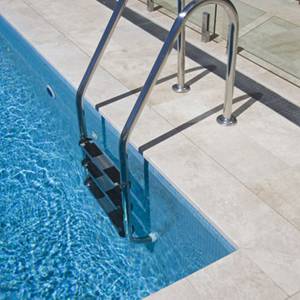 GC184 Light Sky Blue Pearl glass mosaic tiles tiling a pool and feature wall