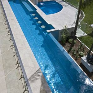 GC184 Light Sky Blue Pearl glass mosaic tiles tiling a pool and feature wall