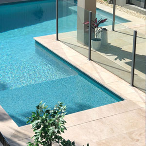 GC193 Turquoise Sea 20mm glass mosaic pool tiles in place