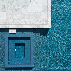 GC210 Peacock fully tiled in a pool