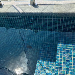 GC210 Peacock Glass mosaic tiles tiling a pools interior