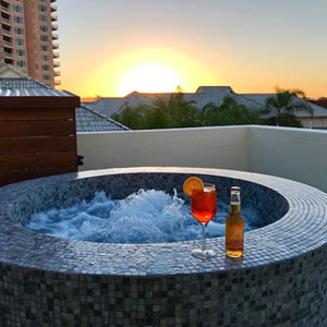 GC480 Tempest Glass mosaic tiles tiling a pools interior