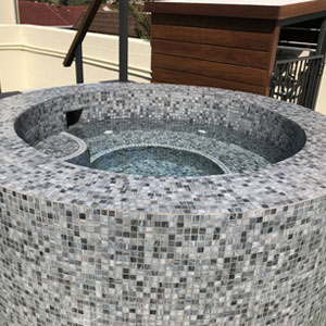 GC480 Tempest Glass mosaic tiles tiling a pools interior
