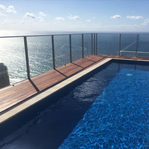 Tiled pool which used GCR051 Azure Blue 48mm crystal glass mosaic tiles