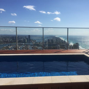 Tiled pool which used GCR051 Azure Blue 48mm crystal glass mosaic tiles