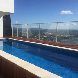 Tiled pool which used GCR051 Azure Blue 48mm crystal glass mosaic tiles