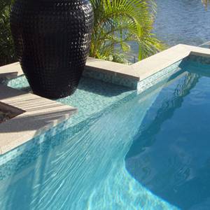 GCR325 Aqua Crystal Pearl Blend 20mm glass mosaic pool tiles in place