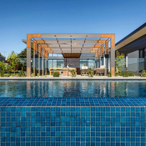 CMC098 Ocean Blue fully tiled pool and spillway
