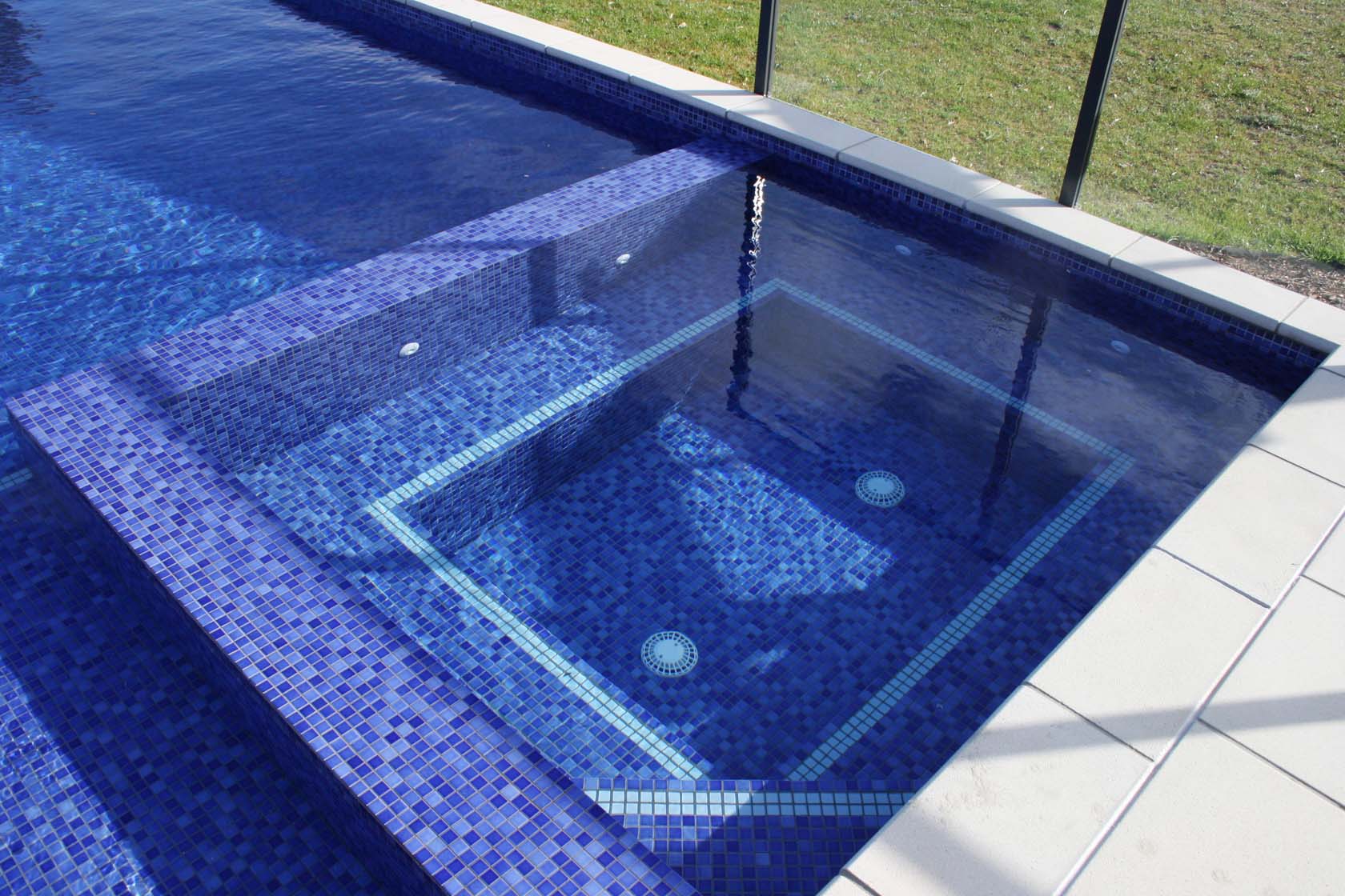 CMC300 Twilight Blue fully tiled pool and inner spa