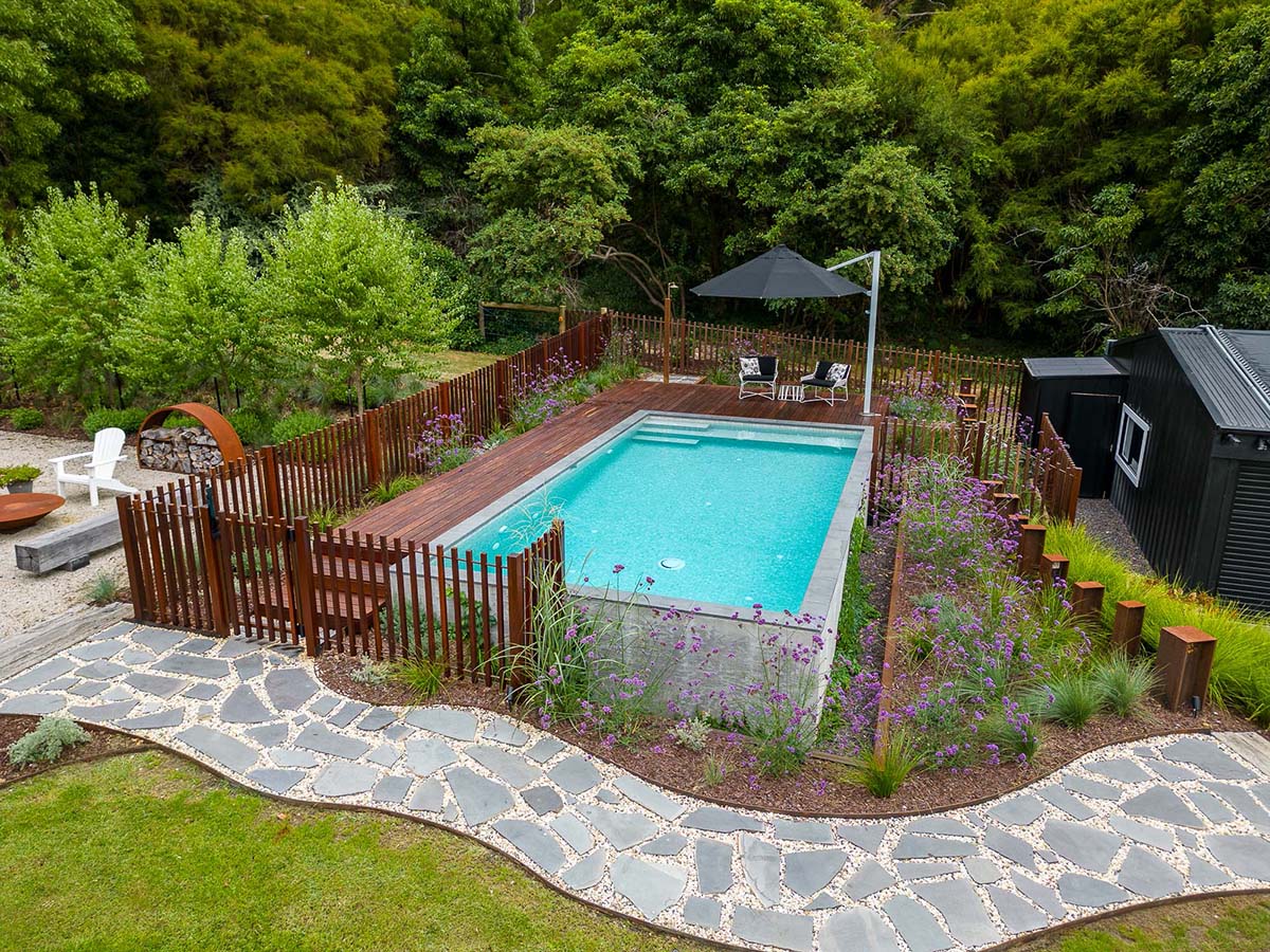 Avoca CMC450 fully-tiled pool and landscaping