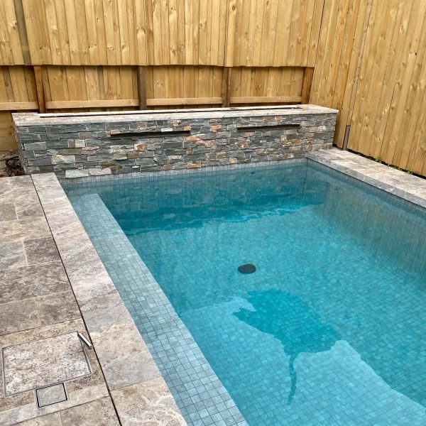CMC450 Avoca fully tiled pool with Silver Travertine