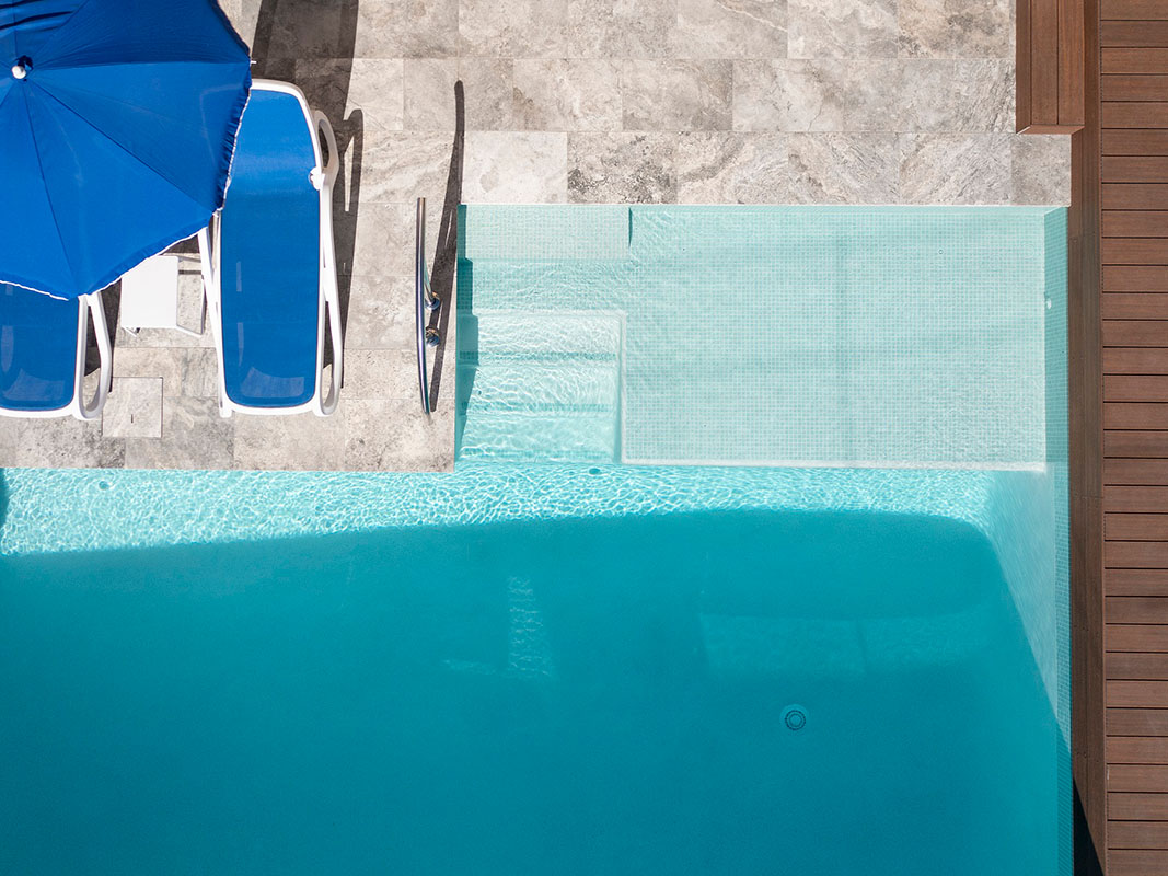 CMC570 Sea Mist is a soft, pale green ceramic mosaic which achieves a bright, clear and fresh outdoor pool area.