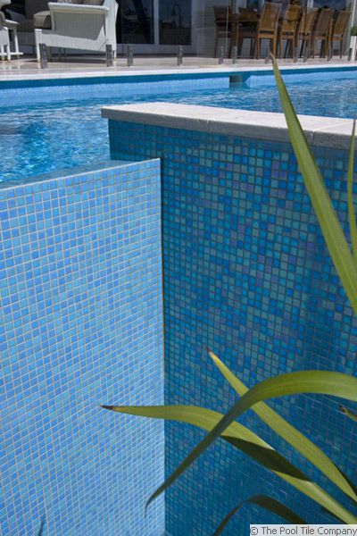 GC184 Light Sky Blue Pearl glass mosaic fully tiled pool and pool wall