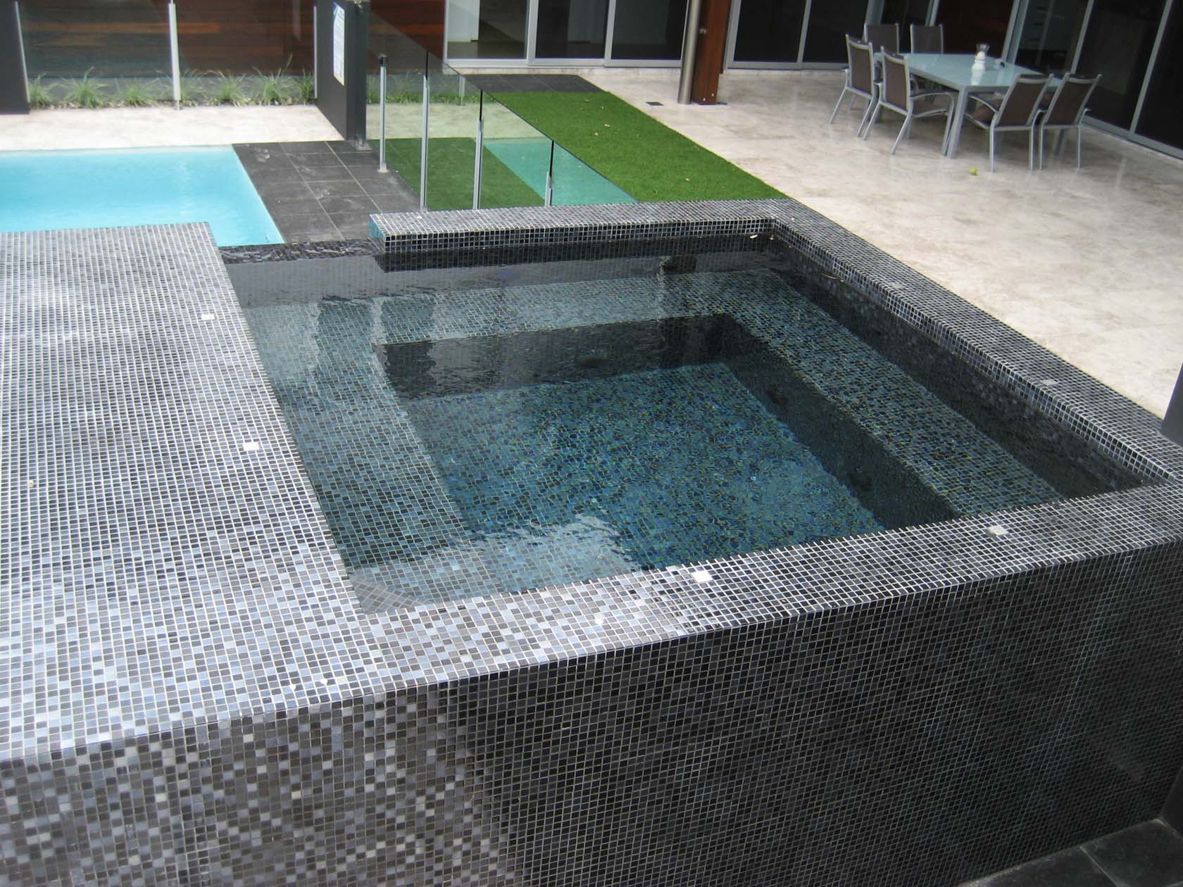 GCR320 Charcoal Crystal Pearl Blend fully tiled spa