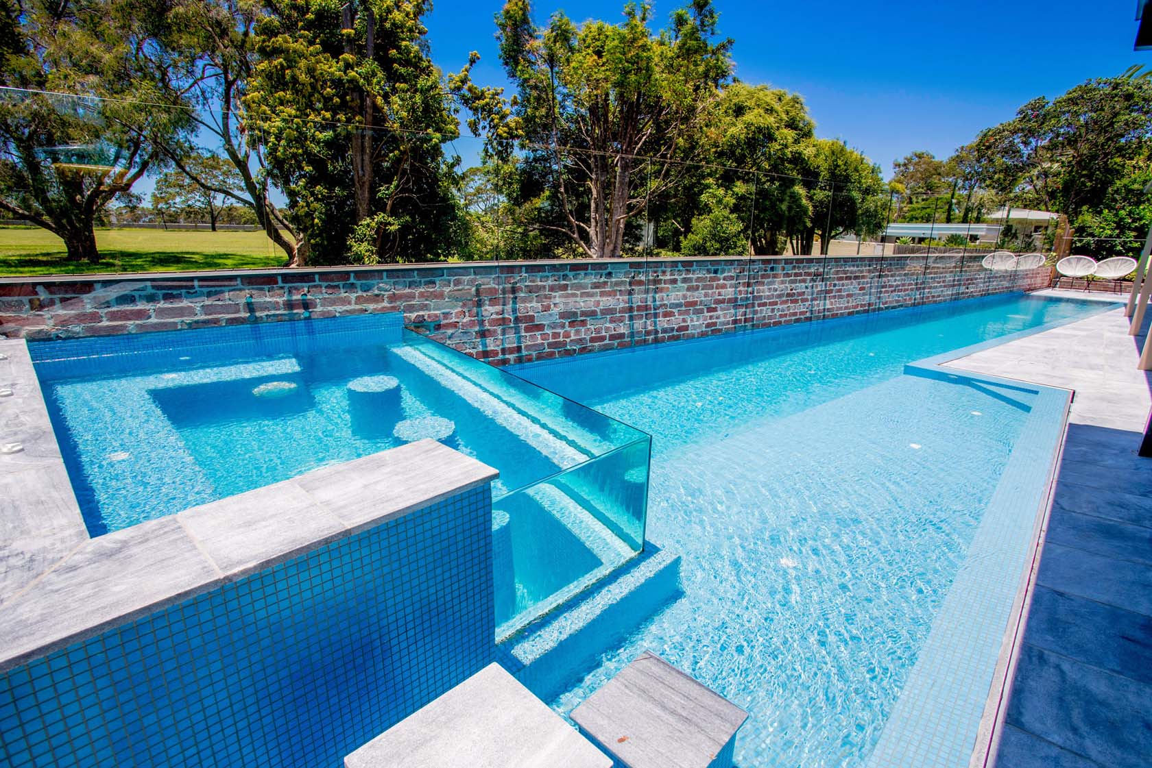 Parisian Blue Limestone pool coping and surround tiles