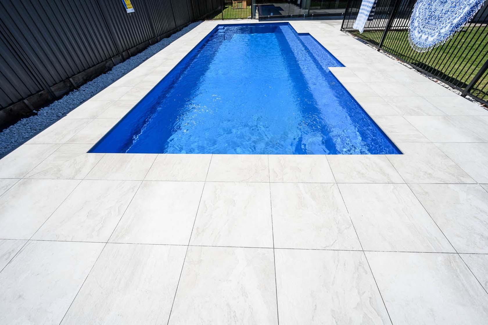 Ash Marblano Porcelain pool coping and surround tiles