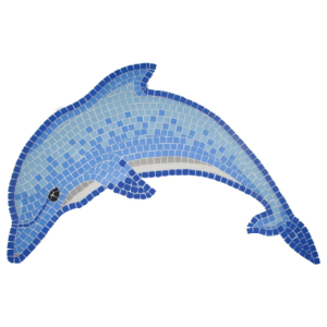 Blue dolphin hand cut glass mosaic