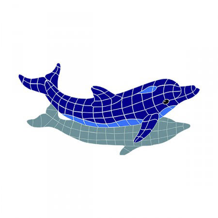 Dolphin Jumping with shadow ceramic mosaic