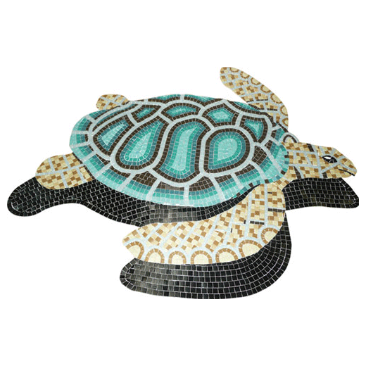 Green loggerhead turtle glass mosaic design