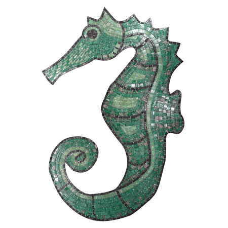 Green seahorse glass mosaic mural