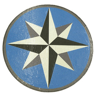 Grey compass glass mosaic design