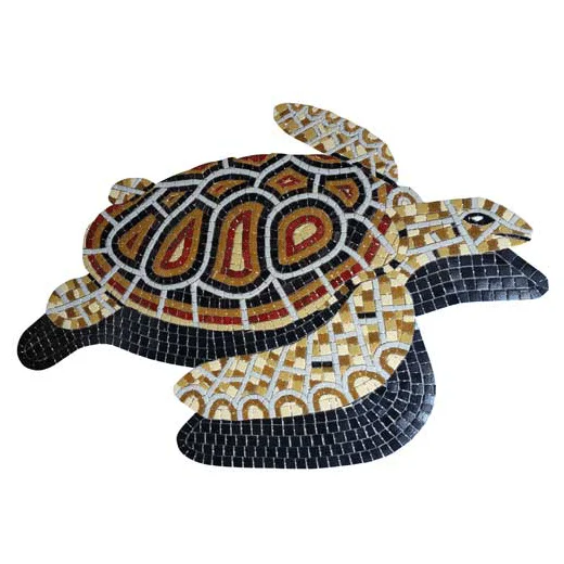 Red loggerhead turtle glass mosaic design