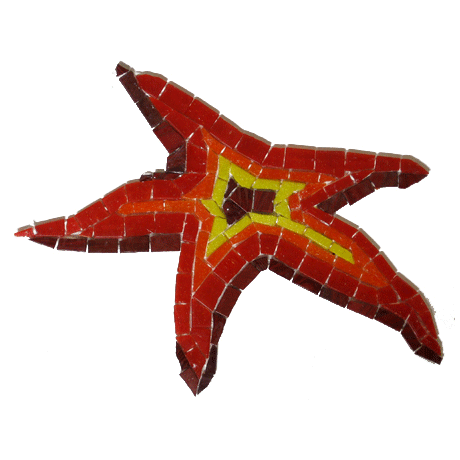 Red starfish glass mosaic