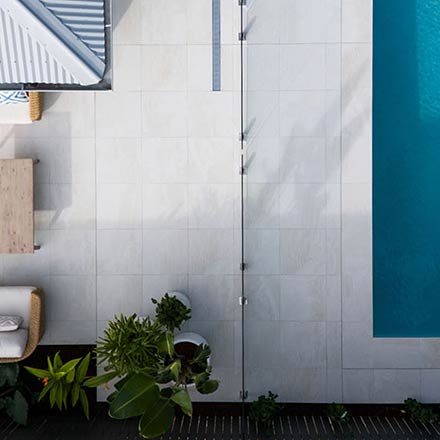 Aerial view of poolside tiling