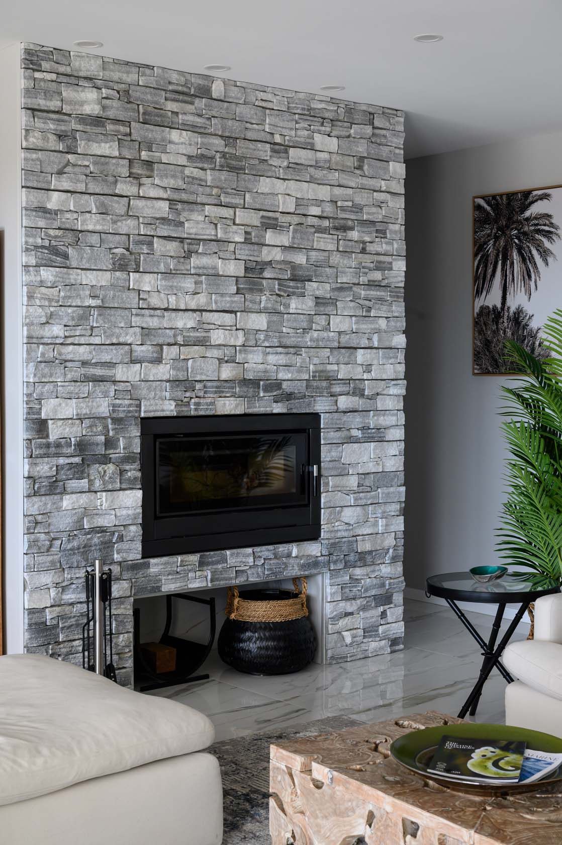 SS430 Natural Grey stacked stone fireplace 2