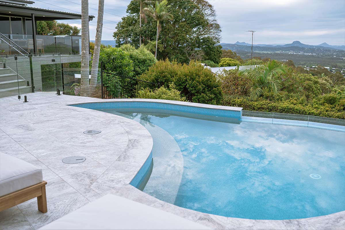 Rustic Grey Travertino Pool coping and surrounds3