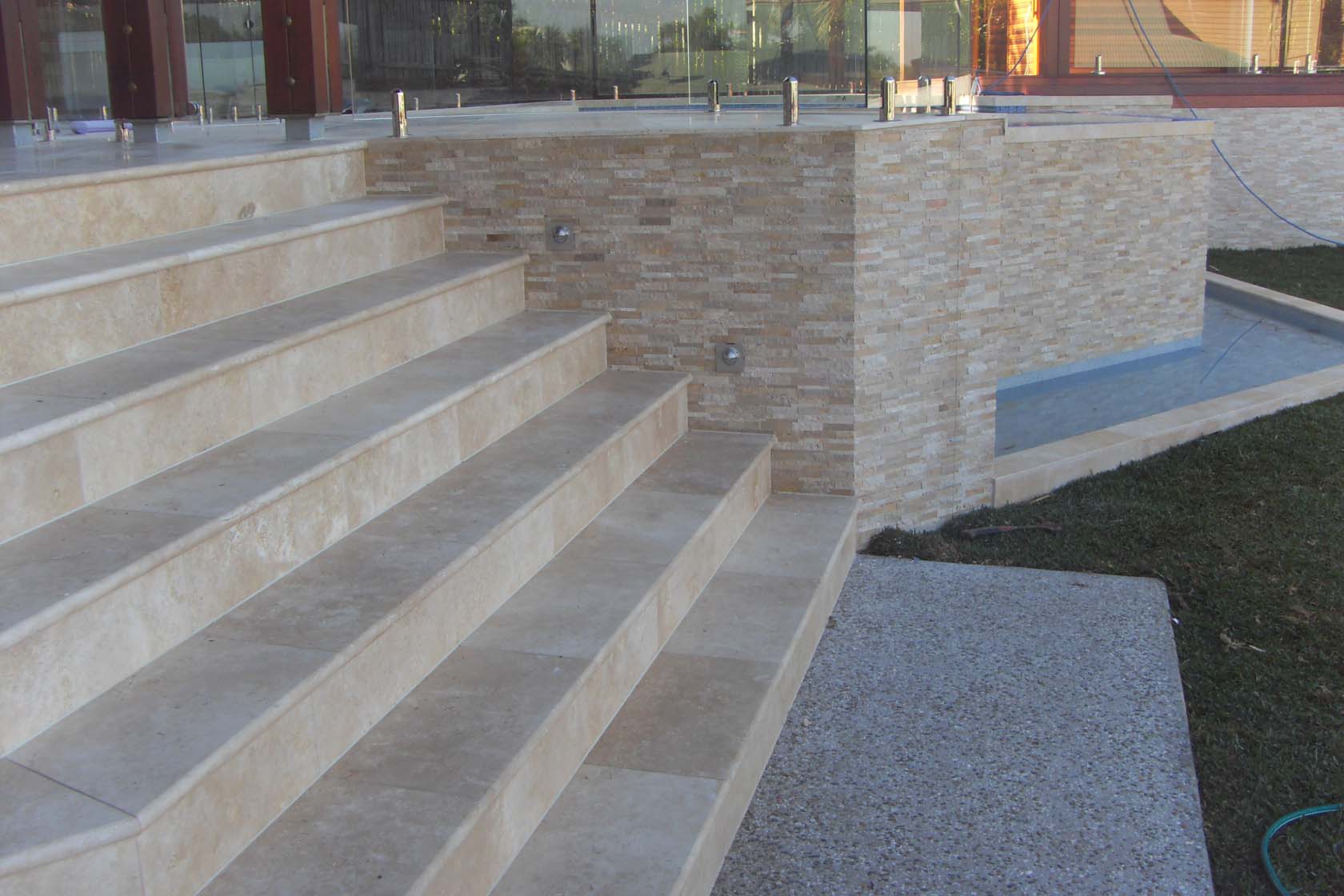 Macadamia Travertine tiled stairs